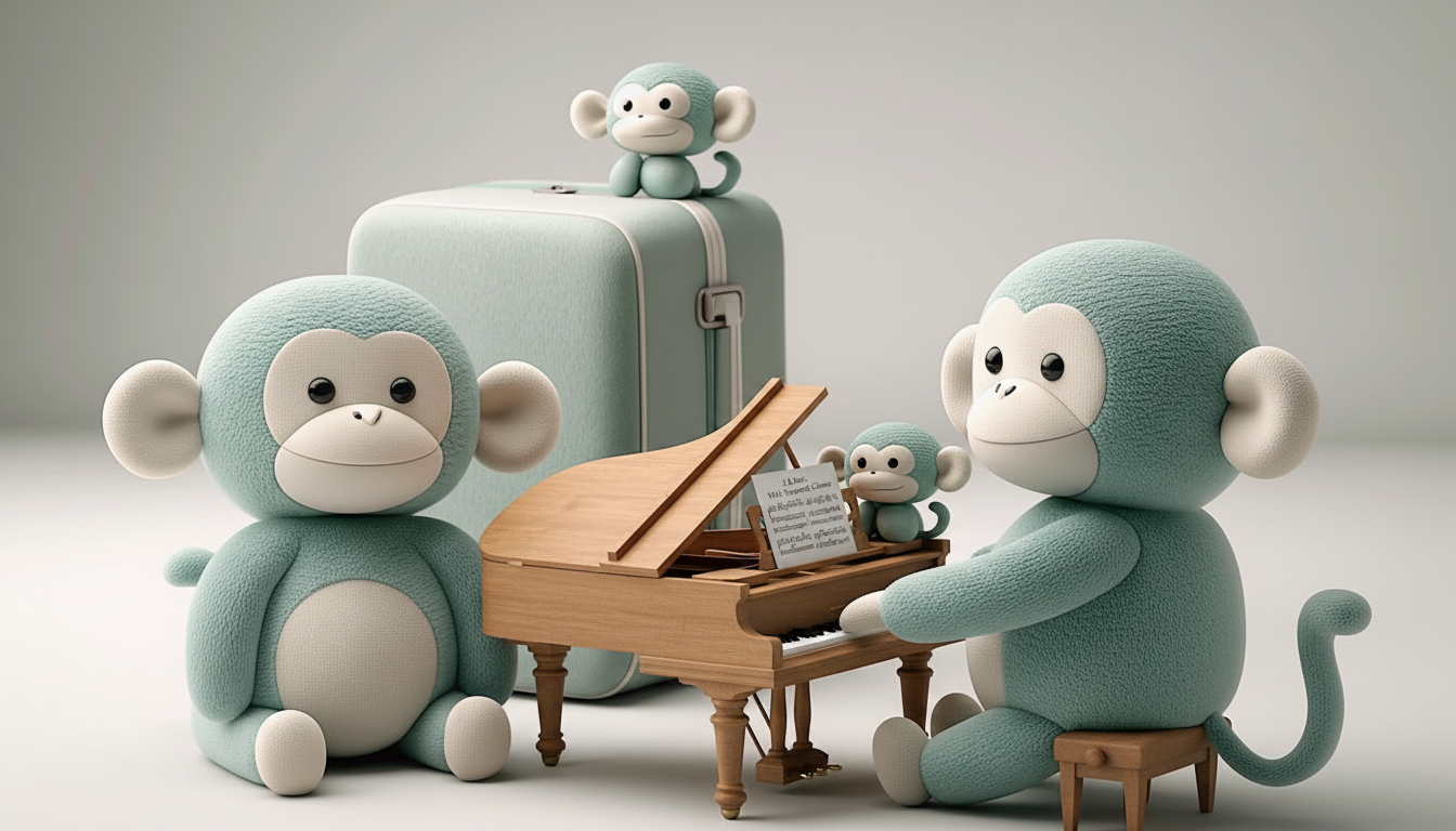 monkey playing the piano
